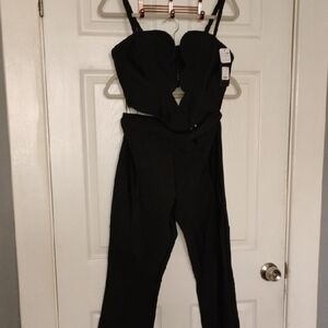 Fashion Nova Black Strapless Jumpsuit with Cutout Details